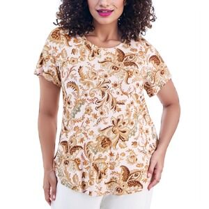 JM Collection Floral Paisley Blooming Bounty Blouse Womens 3X Boho Grandmacore